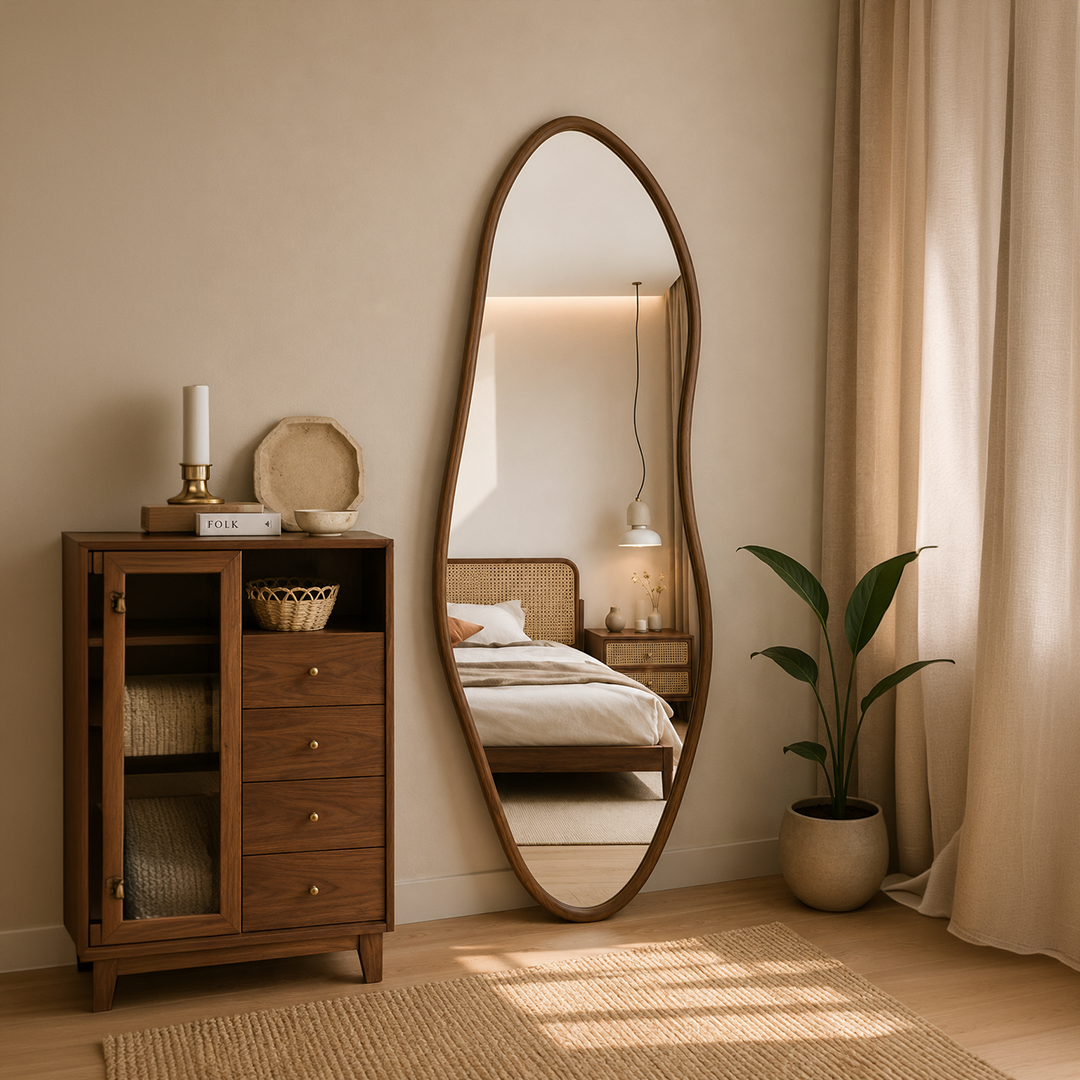 Wooden Framed Ovalis Wall Mirror