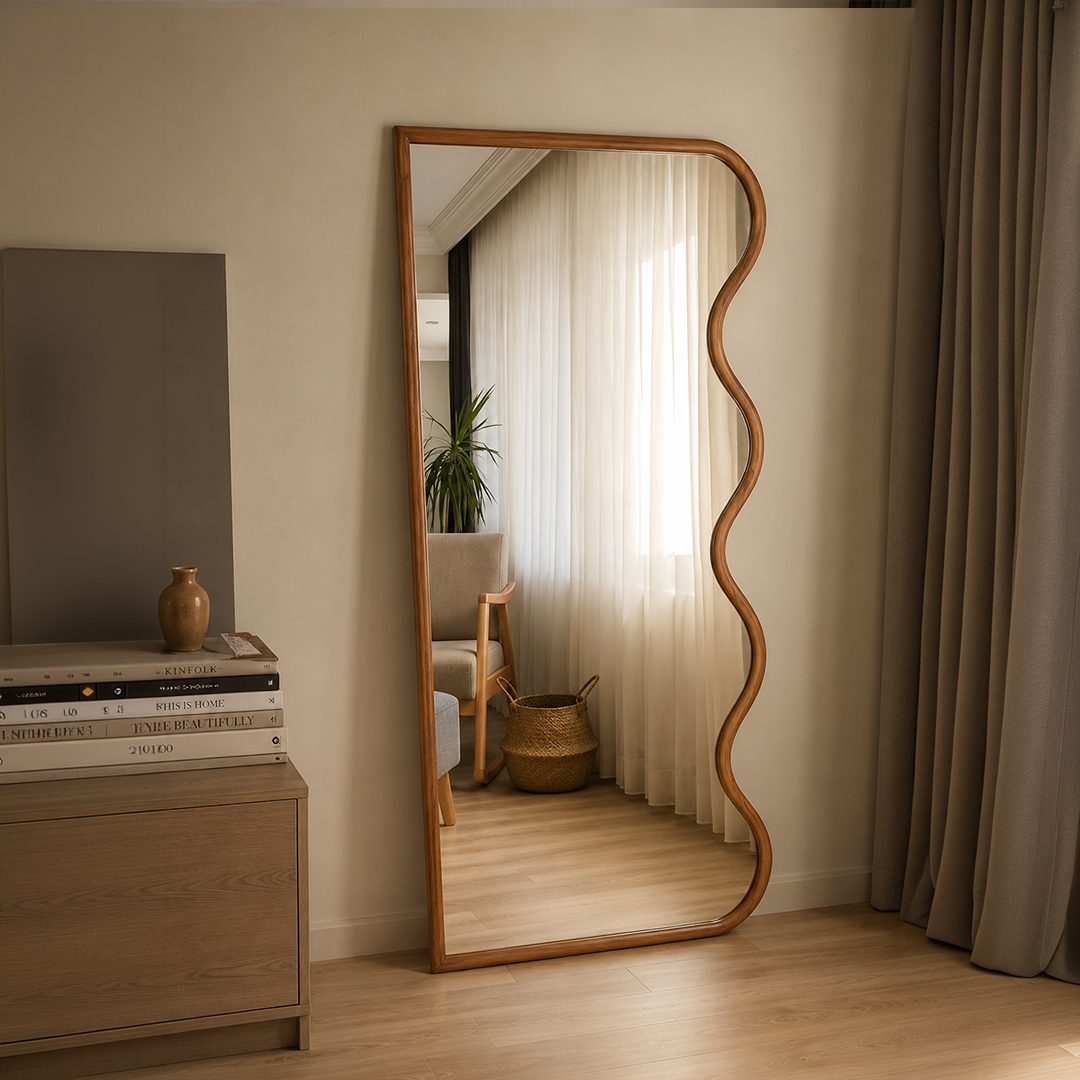 Wooden Frame Half-Wave Mirror