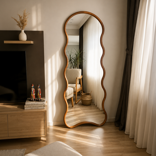 Wooden Frame ZigZag Mirror