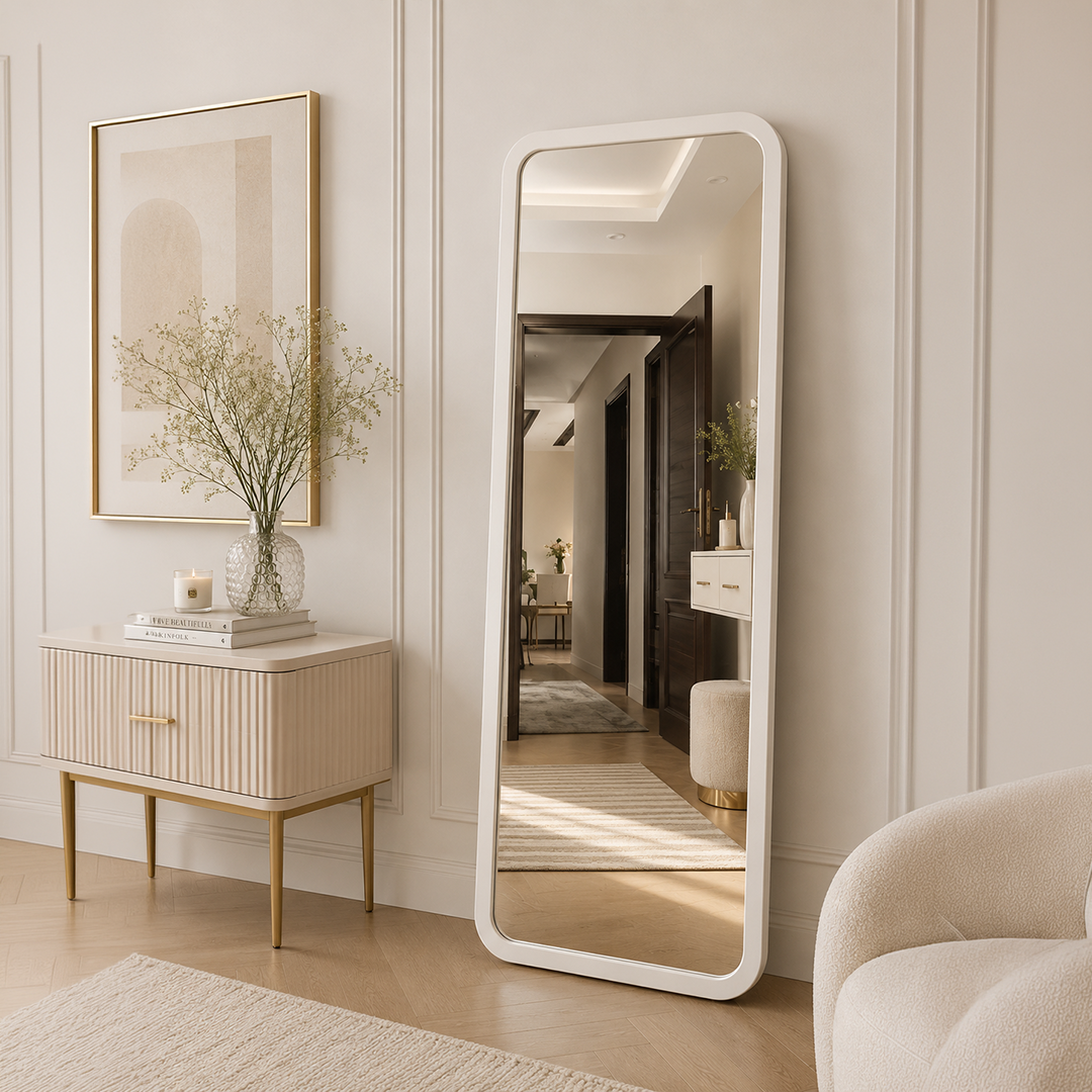 Wooden Frame Rounded Rectangle Mirror