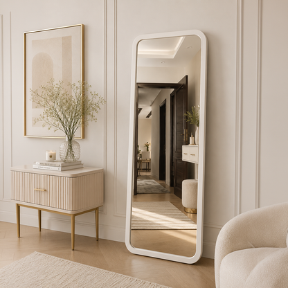 Wooden Frame Rounded Rectangle Mirror