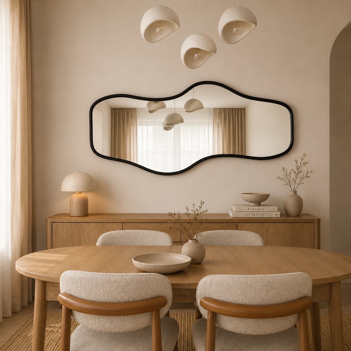 Wooden Frame Cloud Mirror