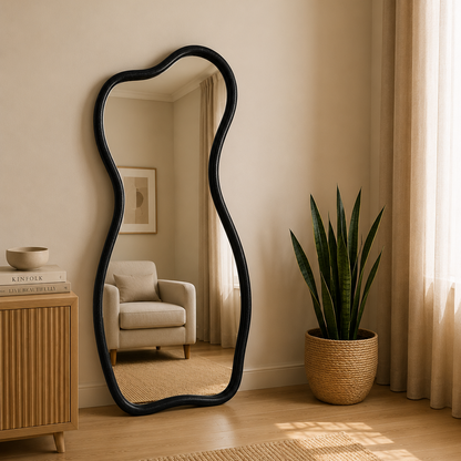 Wooden Frame Curvy Mirror