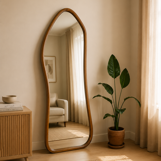 Wooden Framed Almond Mirror