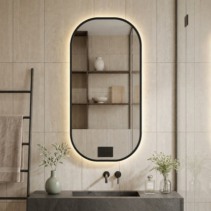 Wooden Frame Capsule Wall Mirror