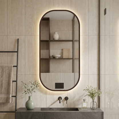 Wooden Frame Capsule Wall Mirror