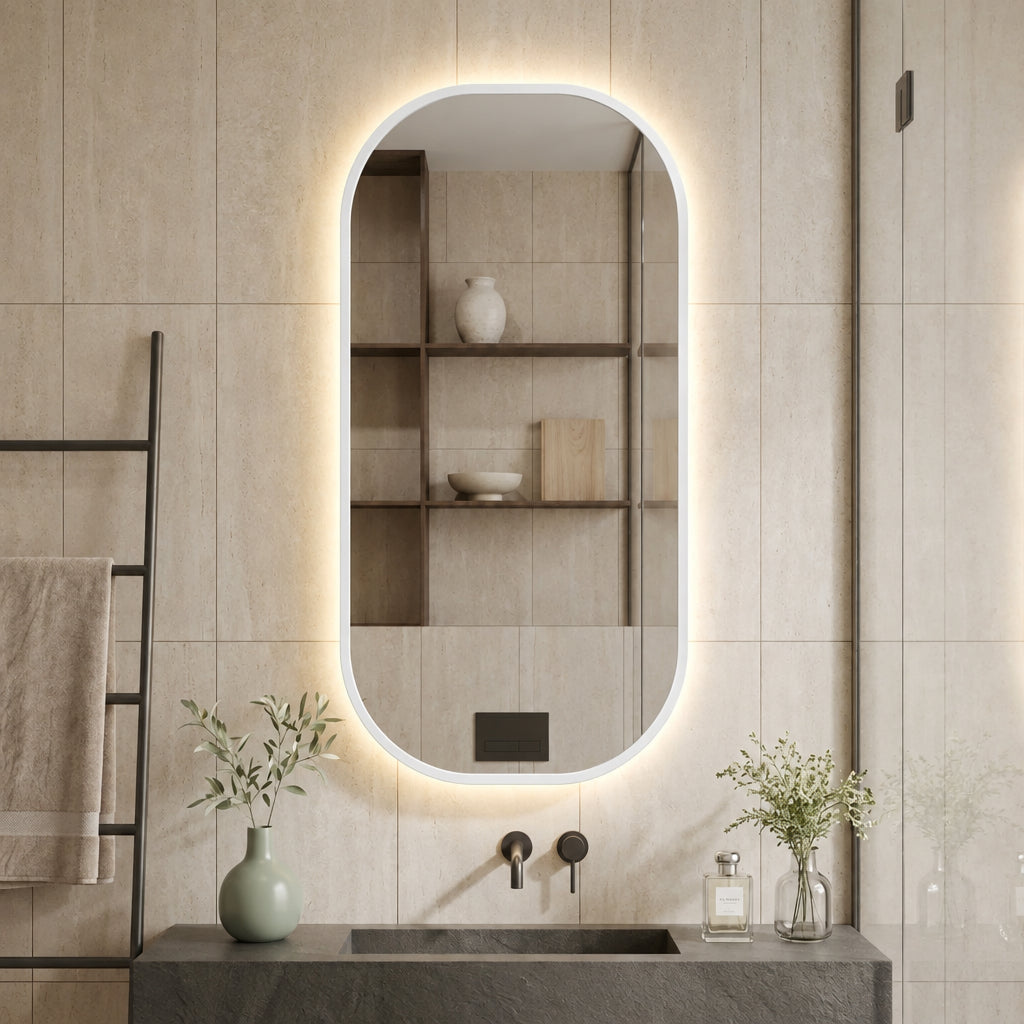 Wooden Frame Capsule Wall Mirror